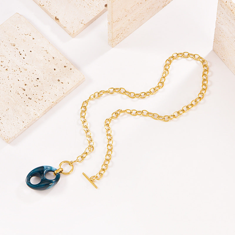 Gold Color Resin Buckle Light Luxury Jewelry Set