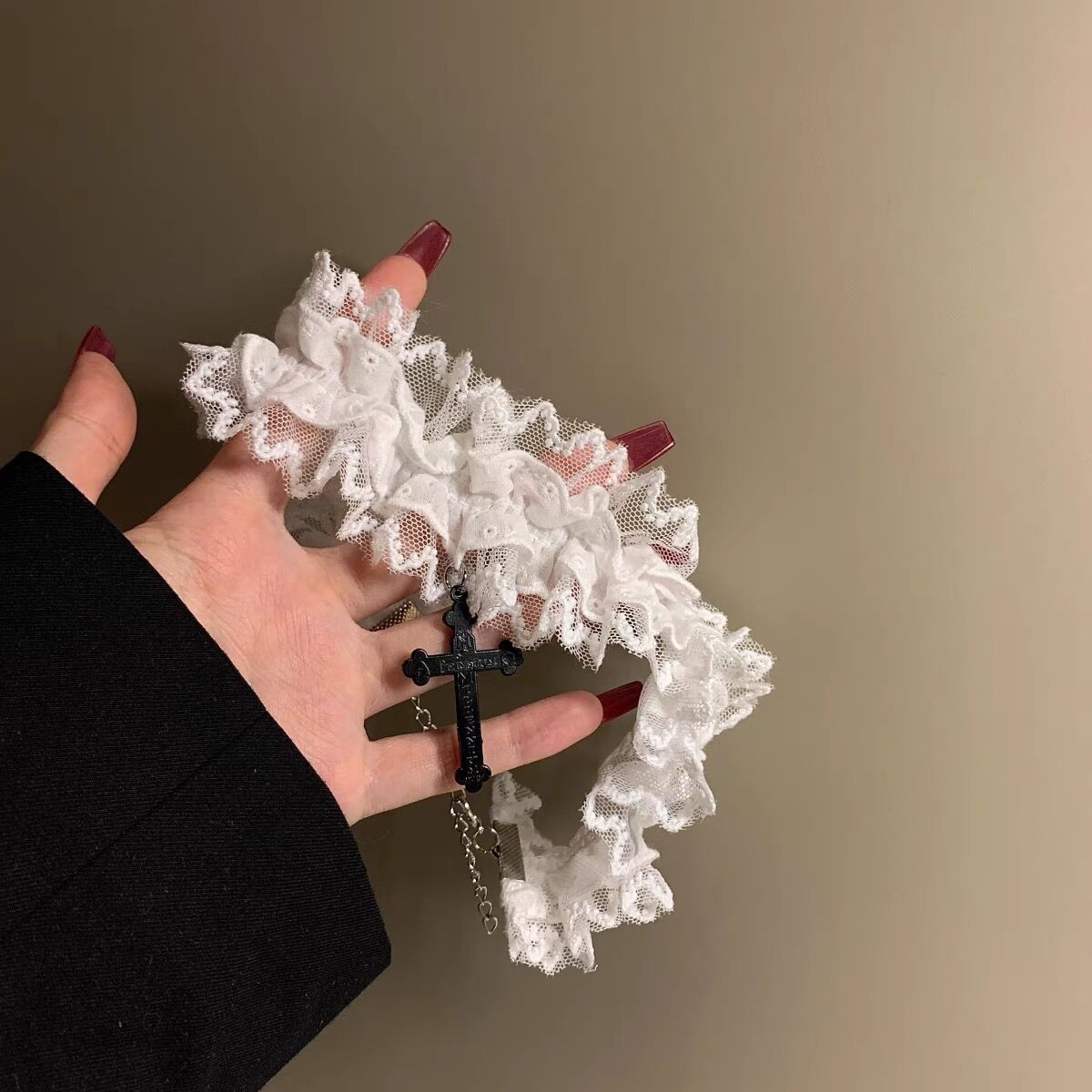 Lace Cross Elastic Flower Side Leg Gothic Antique Neck Rings