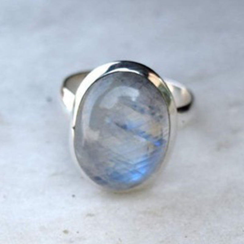 Style Vintage Thai Sier Moonstone Popular Rings