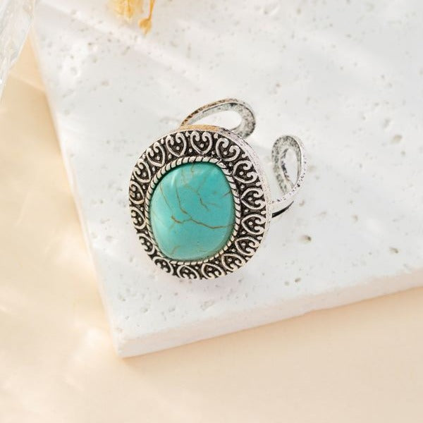 Women's Bohemian Retro Personalized Horse Eye Turquoise Ring