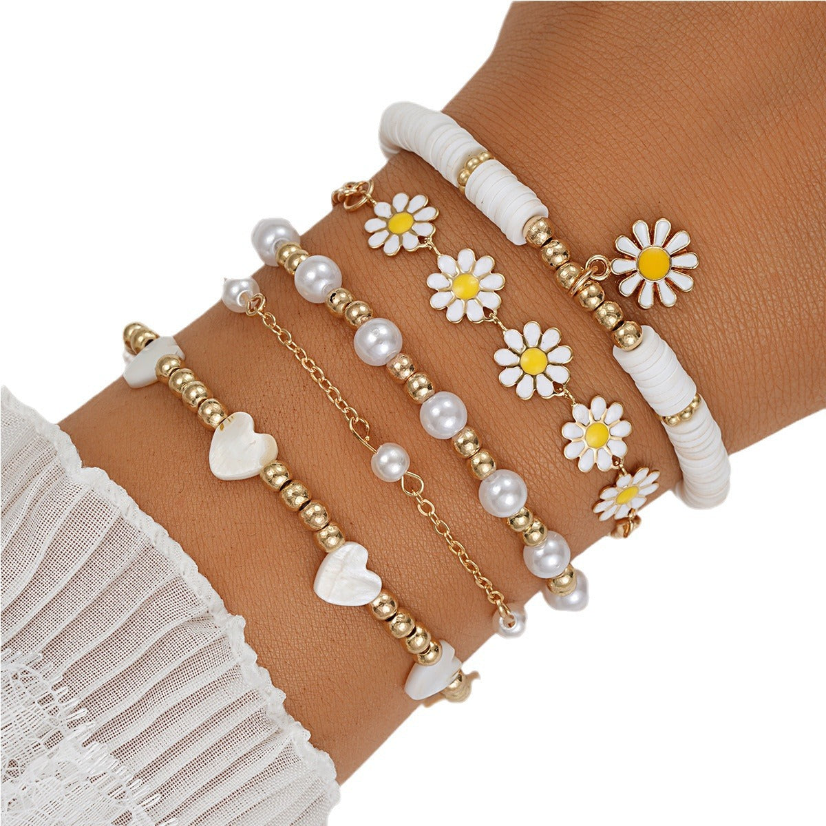 Geometric Daisy Flower Love Pearl Personality Trend Bracelets