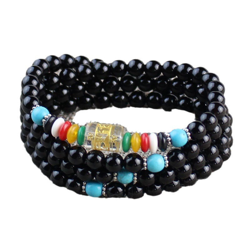 Women's & Men's Beads Four Circles Six Words Mantra Multi Gift Five Bracelet