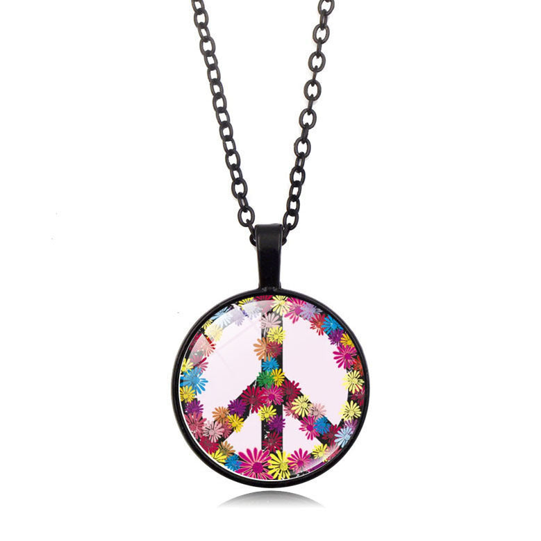 Women's Flower Peace Logo Time Stone For Vintage Necklaces