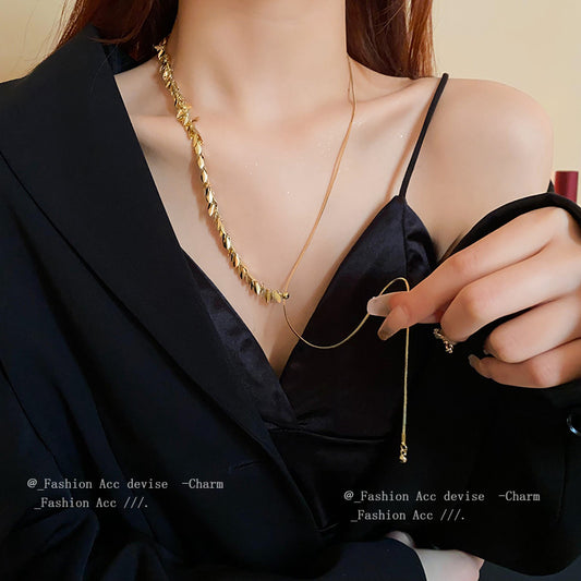 Women's Wheat Sequined Tassel Simple Cold Style Fashion Short High Necklaces