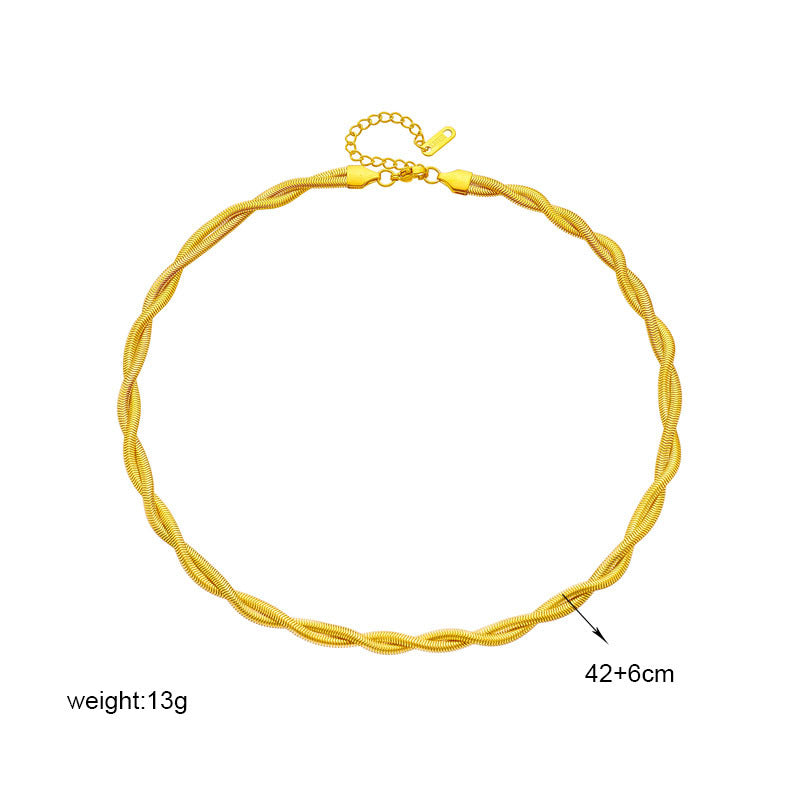 Neutral Woven Twisted Gold Plated Stainless Steel Bracelets