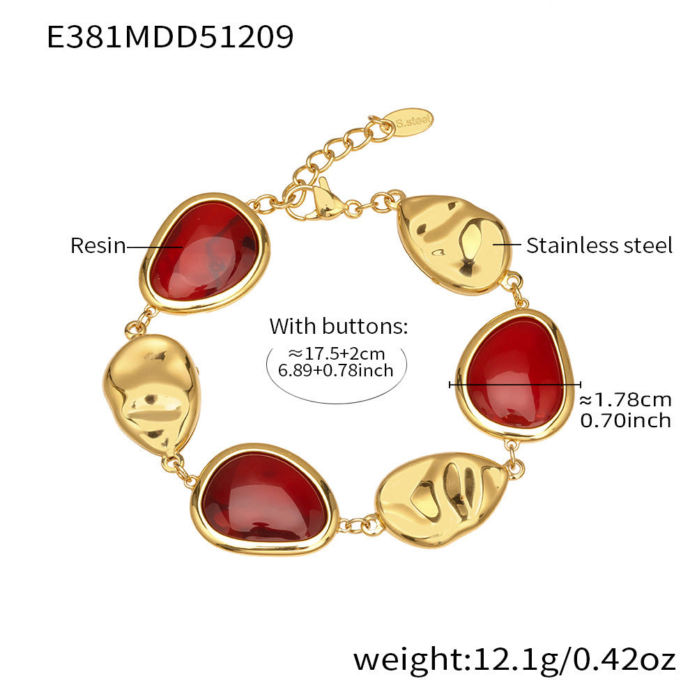 Stainless Steel Water Drop Resin Gold Plated Light Bracelets