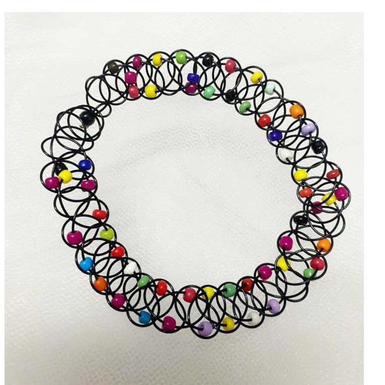 Women's Trend Street Snap Personalized Color Bead Elastic Collar