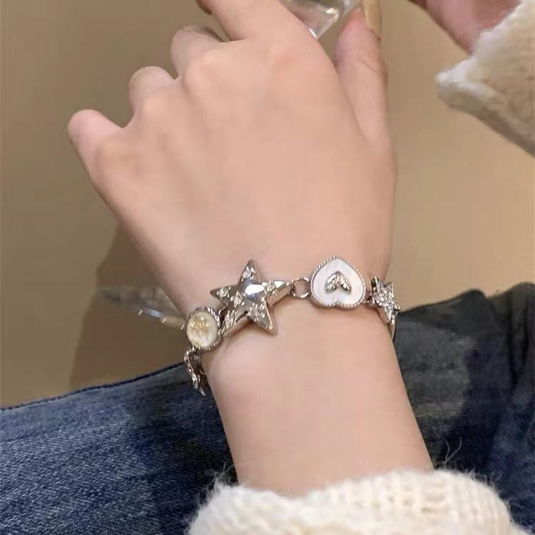 Chinese Style Punk Stars Heart Button Mild Luxury Bracelet