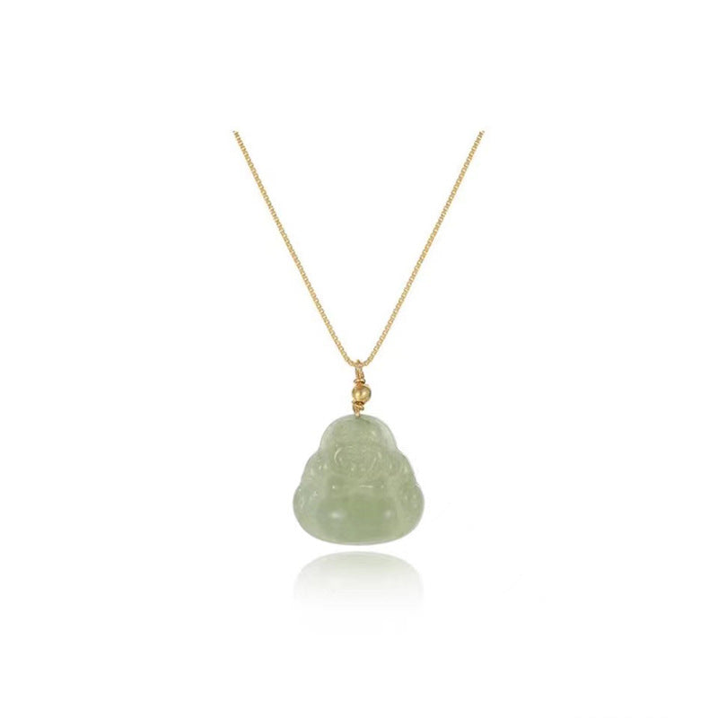 Women's Sier Middle-class Work Design High Sense Jade Clavicle Chain National Necklaces