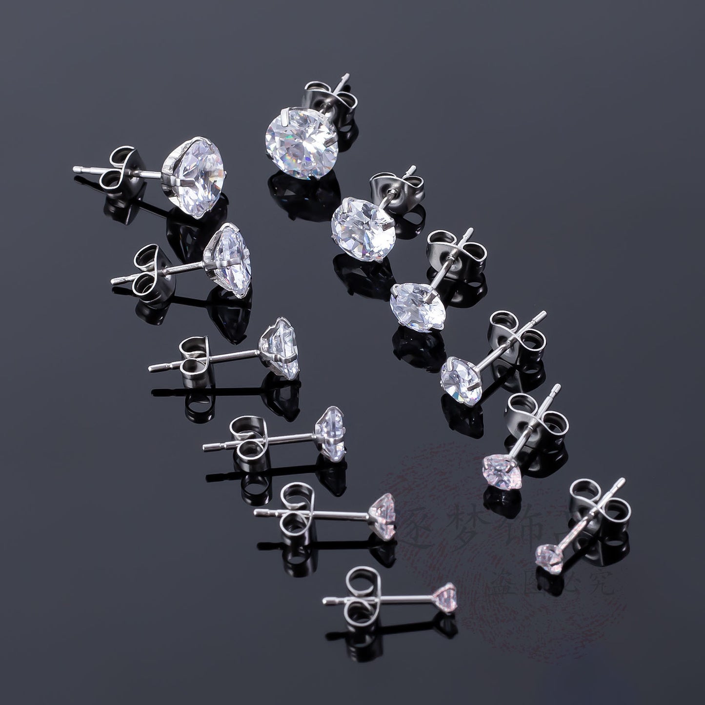 Classic Stainless Steel Zircon Fashion Diamond Earrings