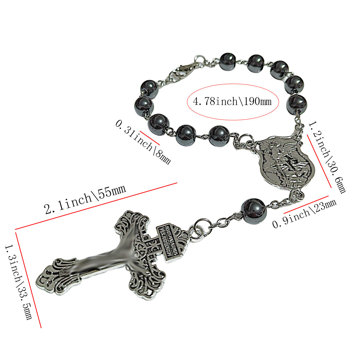 Haematite Cross Rosary Can Be Used Pendants