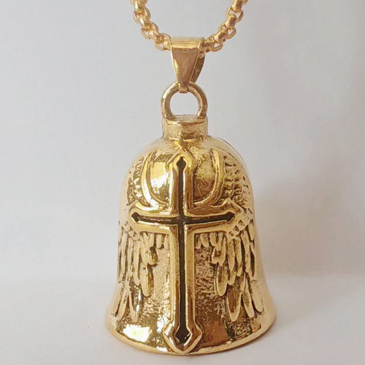 Men's Style Feather Wings Bell Key Buckle Dripping Oil Necklaces