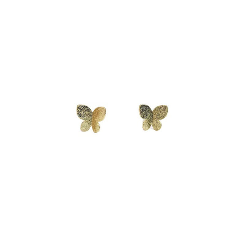 Korean Style Sier Mini Frosted Three-dimensional Butterfly Earrings