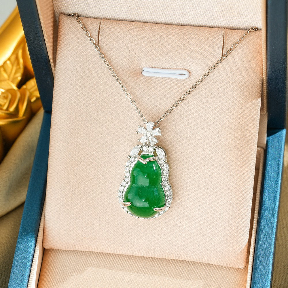 High Ice Chalcedony Buddha Titanium Steel Female Clavicle Necklaces