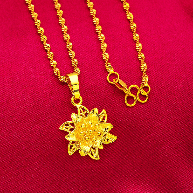 Flower Vietnam Placer Gold Palace Antiquity Water Ripple Gifts For Necklace