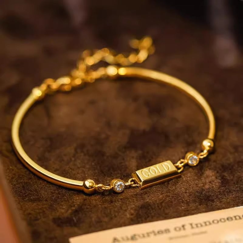 Women's Round Beads Titanium Steel Plated Simple Curved Bracelet