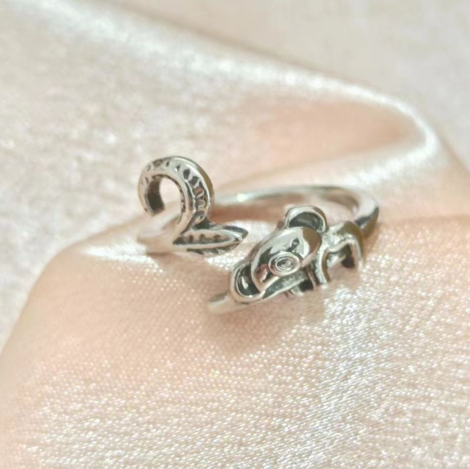 Men's Retro Trendy Sier Open Single Lucky Rings