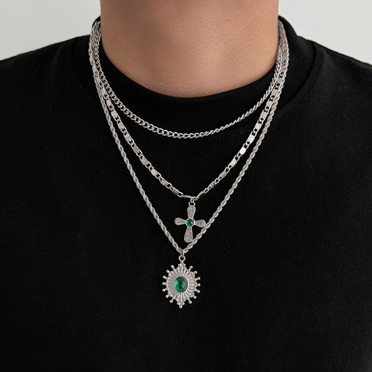Men's Cross Hemp Flowers Chain Trend Versatile Necklace