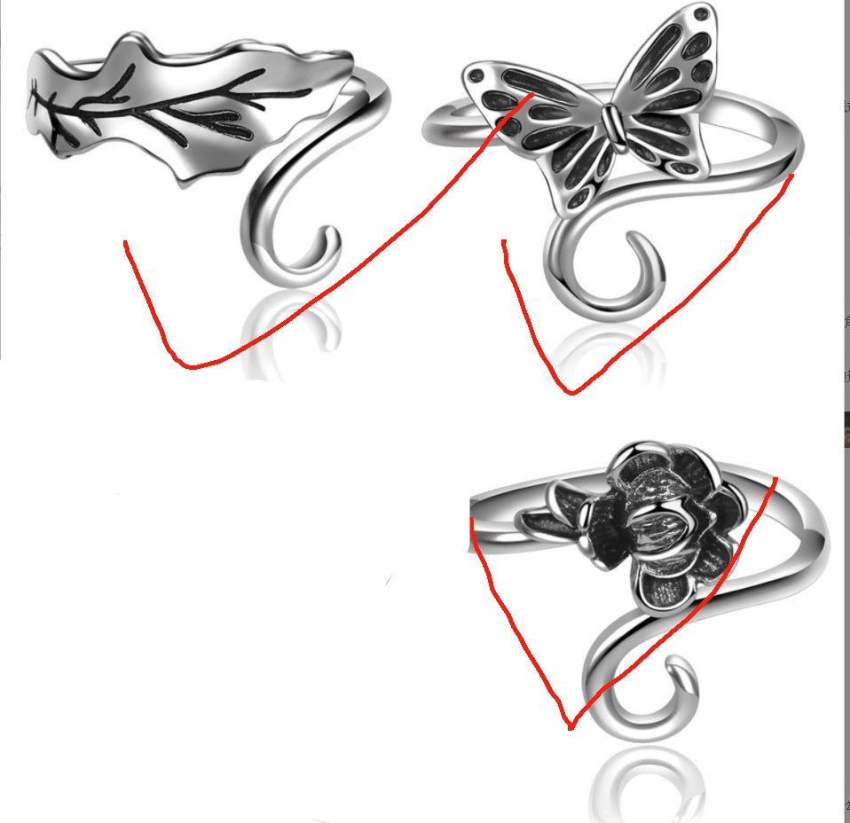 Men's Retro Trendy Sier Open Single Lucky Rings