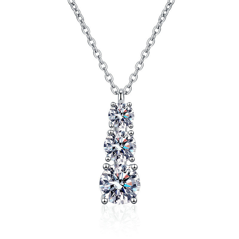 Women's Three-life Stone Zircon Inlaid Fashion Geometric Necklace