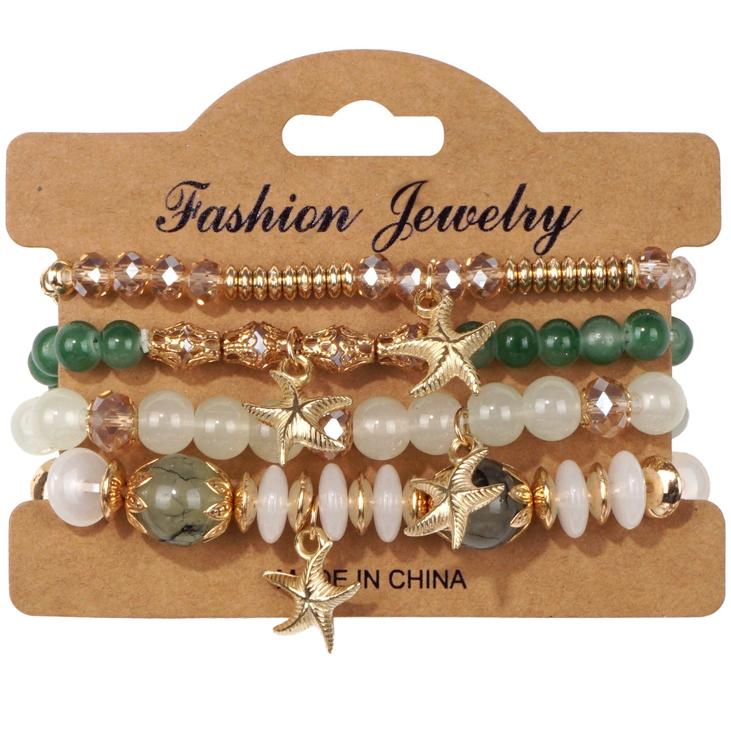 Bohemian Starfish Artificial Crystal String Beads Bracelet