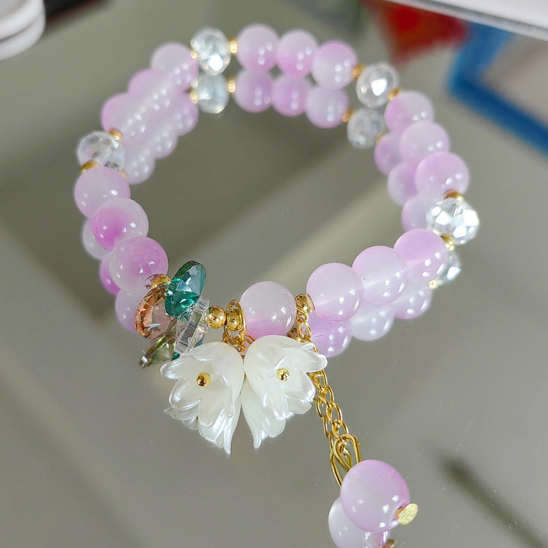 Two-color Lily Female Temperament Small Crystal Bracelet
