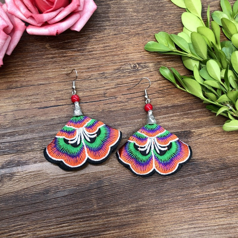 Fabric Yunnan Simple Flower Tassel Female Earrings