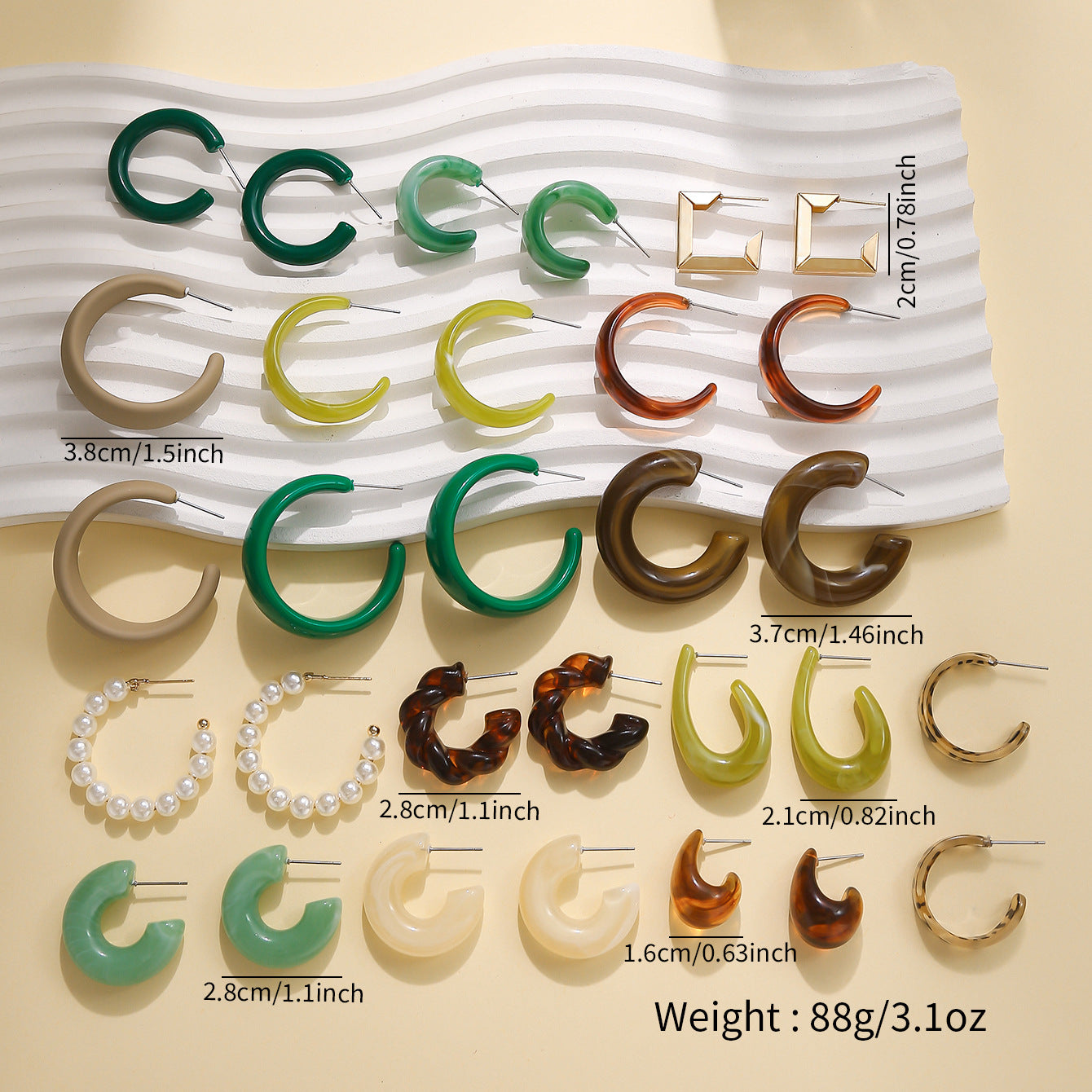 Women's Fashion Personality Wear Resin Shaped Suit Earrings