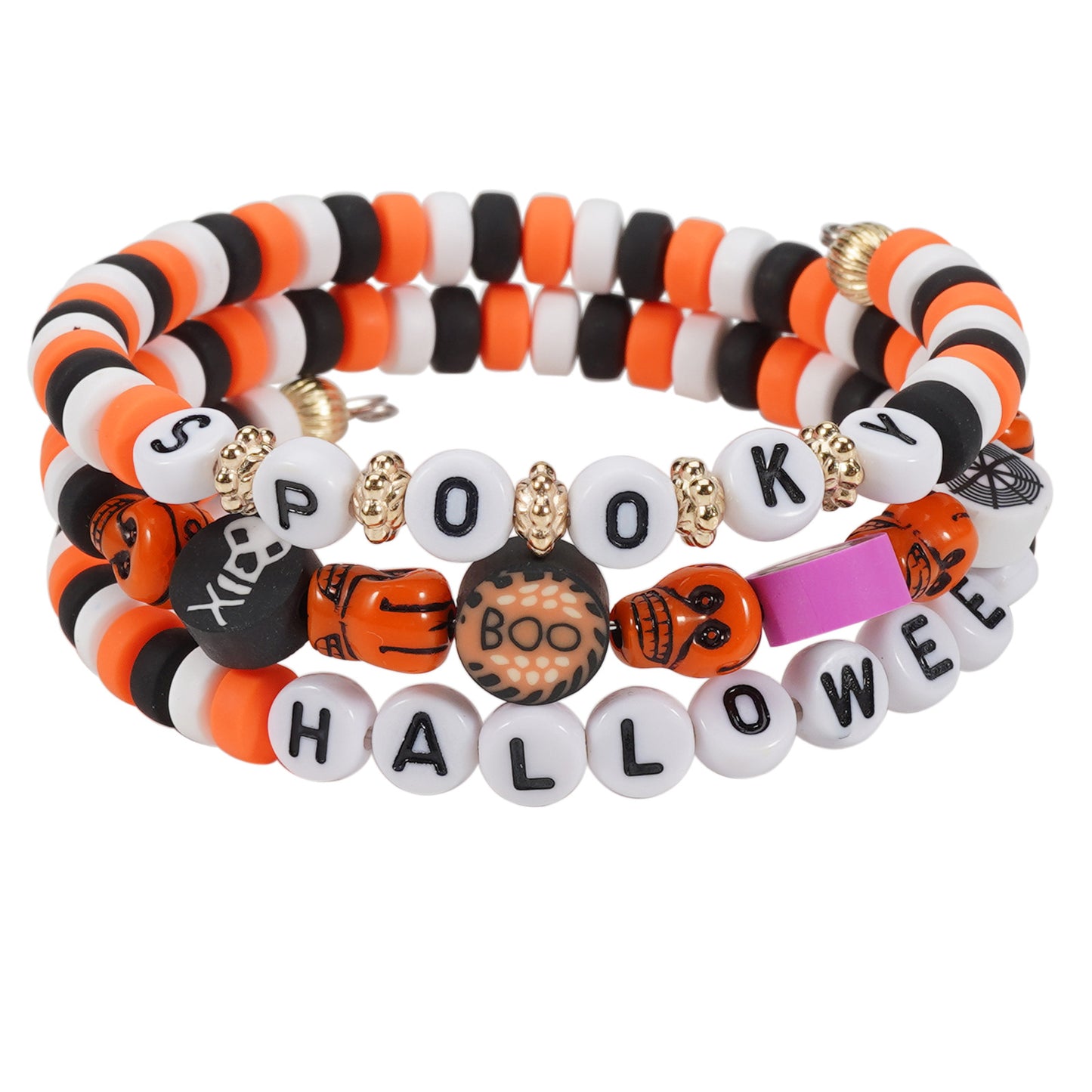 Halloween Polymer Clay Letter Beaded Party Bracelets