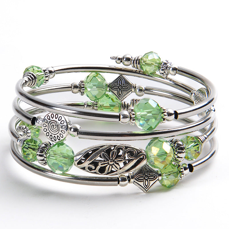 Natural Stone Cut Crystal Winding Female Bracelet