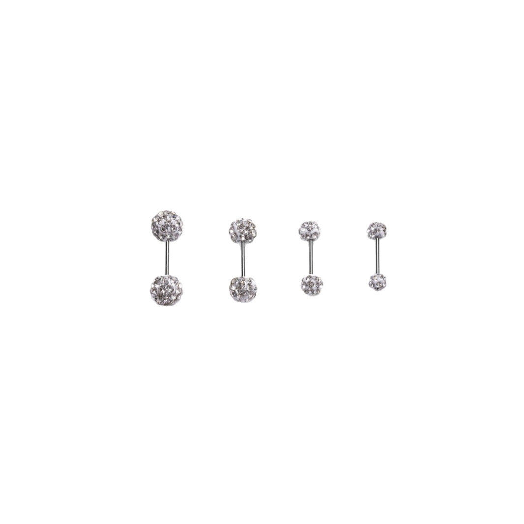 Women's Sier No Need To Take Off Diamond Ball Ear Earrings