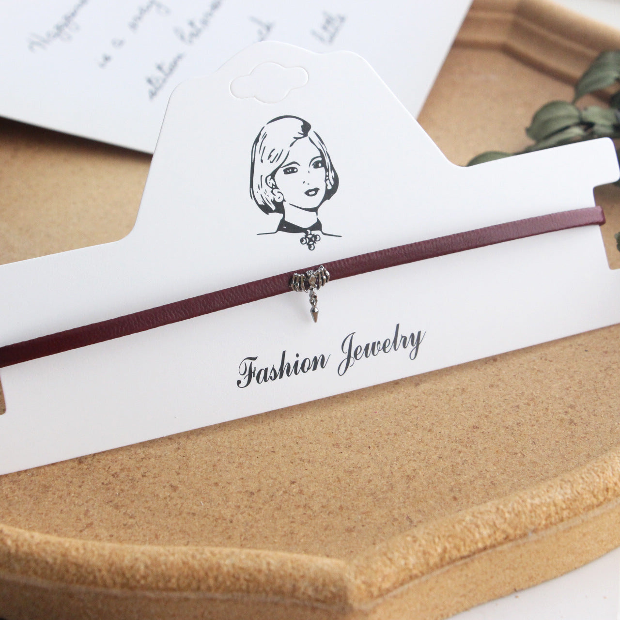 Women's Red Thin Hot Dark Cross Leather Love Twin Necklaces