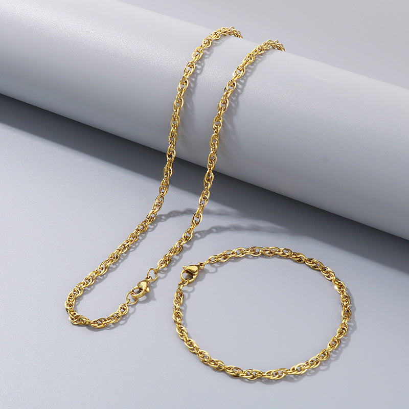 Women's & Men's Square Line Hemp Flowers Chain Simple Choker Titanium Steel Woven Necklace