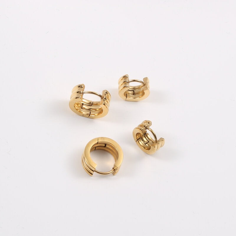 Open Small Titanium Steel Gold Plated Stud Earrings