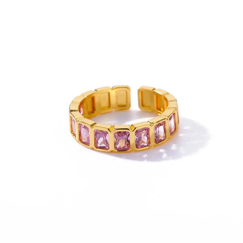 Women's Color Zircon Gold Personalized Simple High Rings