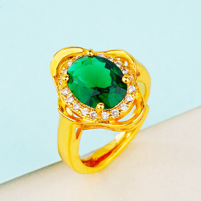 Style Vietnam Placer Gold Open Female Chinese Retro National Trend Rings
