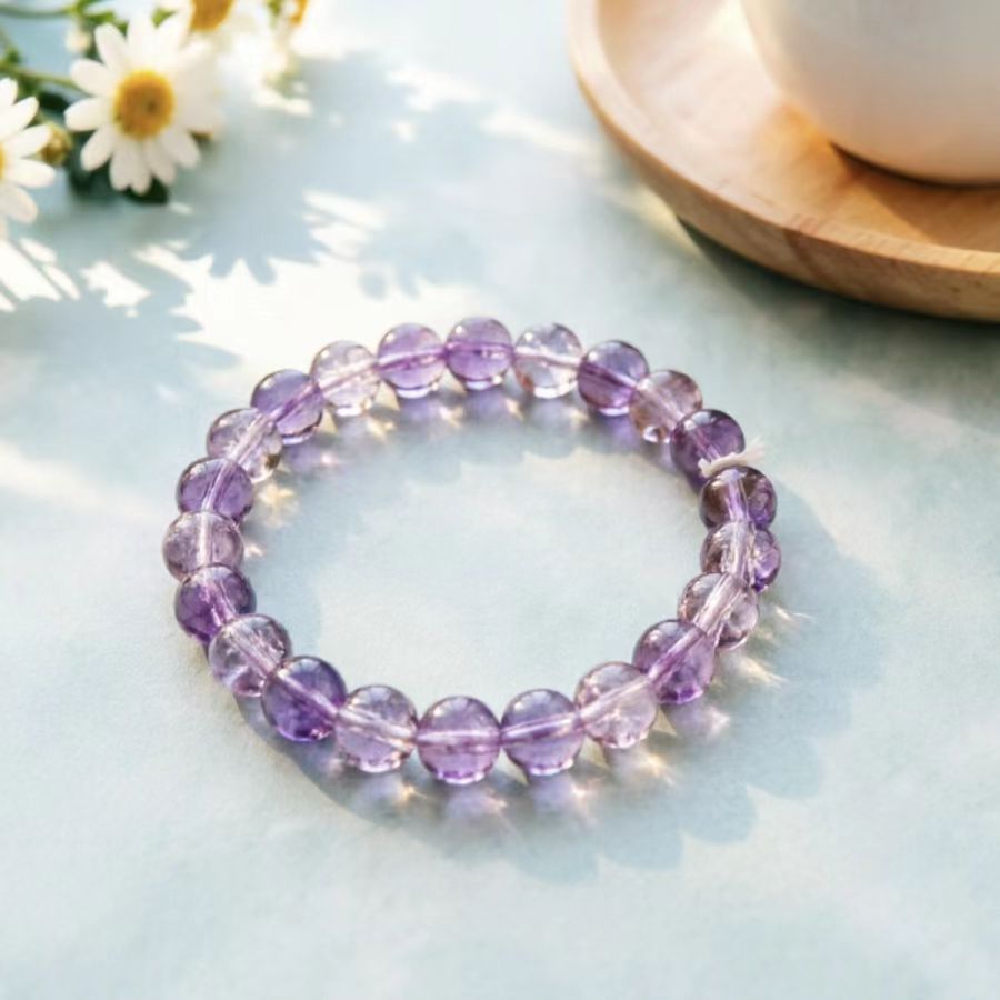 Female Two-color Transparent Micro Glass Bead Jade Broken Glazed Live Bracelet