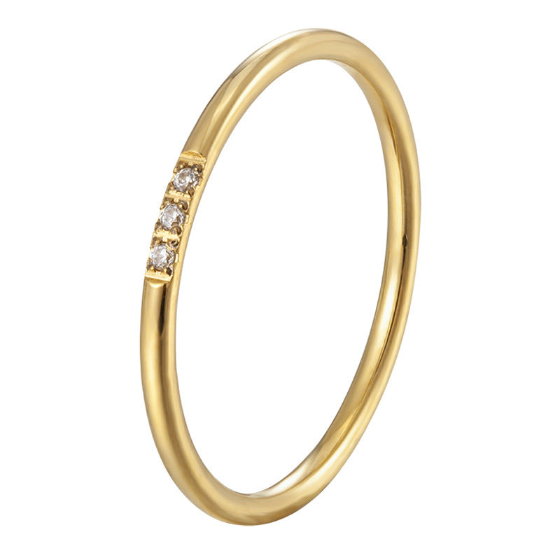 With Diamond Simple Design Female Titanium Ring
