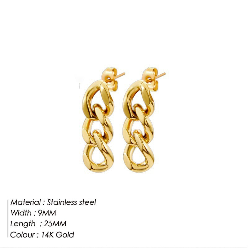 Women's Punk Cuban Link Chain Personality Fashion Earrings