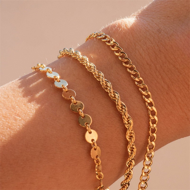 Women's American Simple Personalized Gold Twist Bracelets