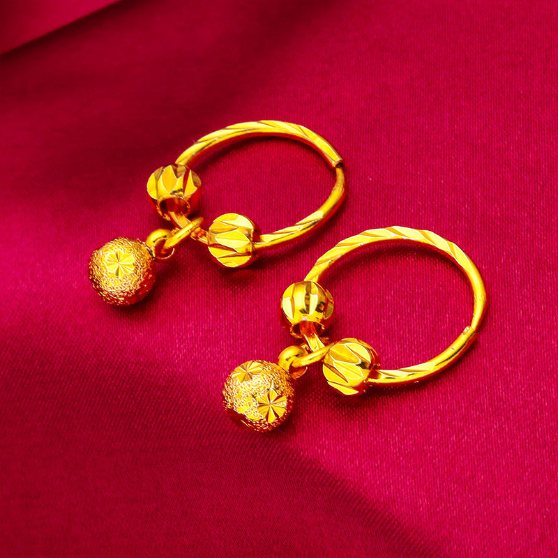 Women's Beads For Vietnam Placer Gold Dull Earrings