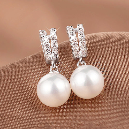 Baroque Large High-grade Sense Artificial Pearl Lady Style Shell Pearls Earrings