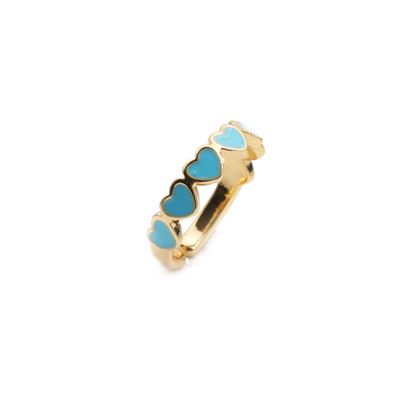 Women's Oil Drop Peach Heart Opening Adjustable Colorful Ring