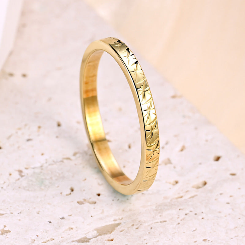 Titanium Steel French Light Pattern Simple Female Index Ring