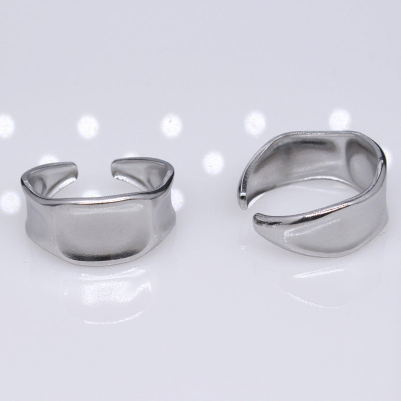 Pleated Titanium Steel Female Open Adjustable Rings