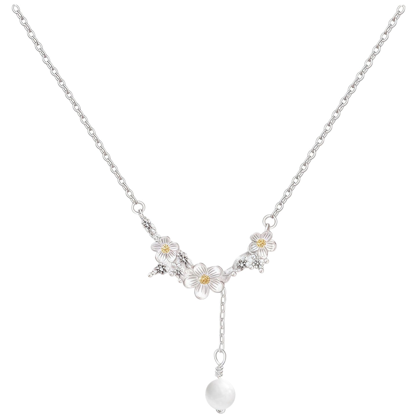 Women's White Copper Not To Evade Jasmine Flower Light Luxury Exquisite Necklaces