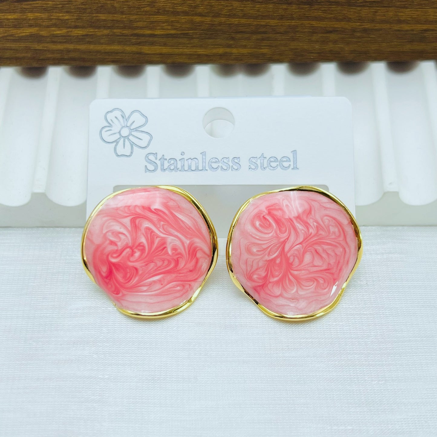 French Fashion Irregular Round Dripping Stainless Earrings