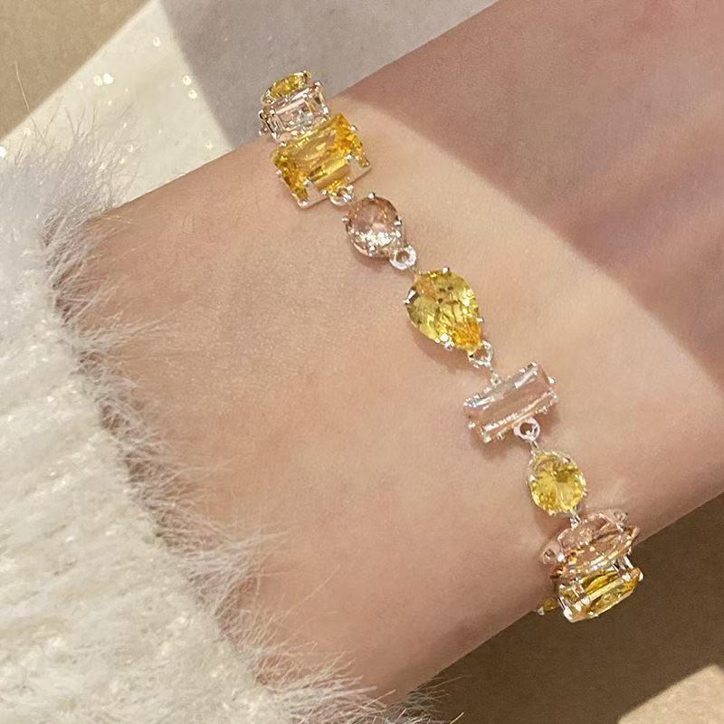 Golden Super Flash Zircon Female Good-looking Party Light Luxury Minority Bracelets