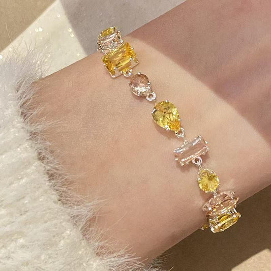 Golden Super Flash Zircon Female Good-looking Party Light Luxury Minority Bracelets