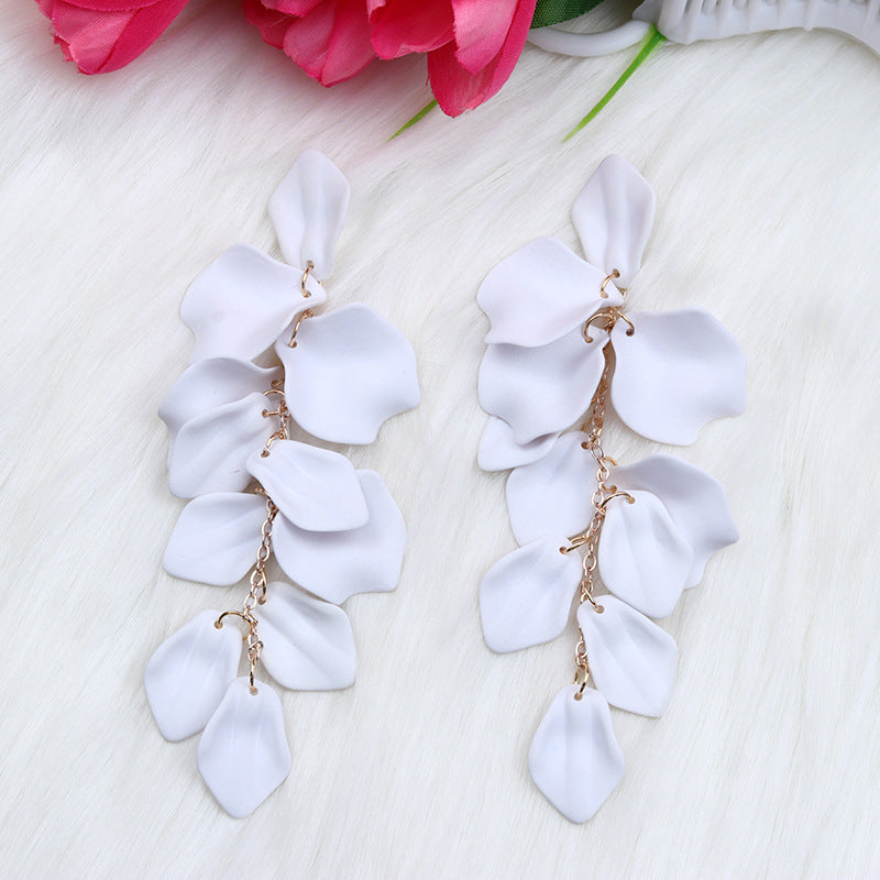 Women's Fashion Personality Tassel Petals Candy Color Design Earrings